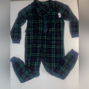 Old Navy Green and Blue Plaid Pajama Onesie